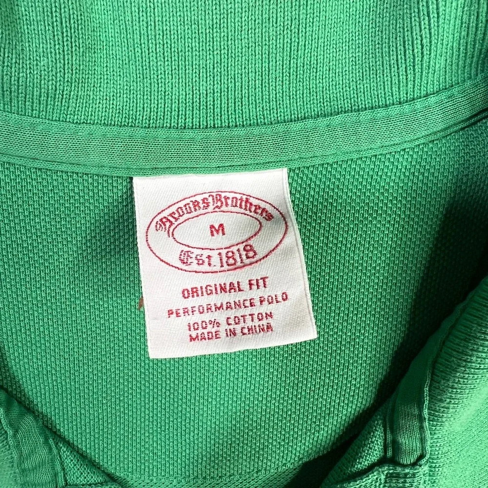 Brooks Brothers Men's Medium Green Performance Polo Shirt Original Fit Cotton